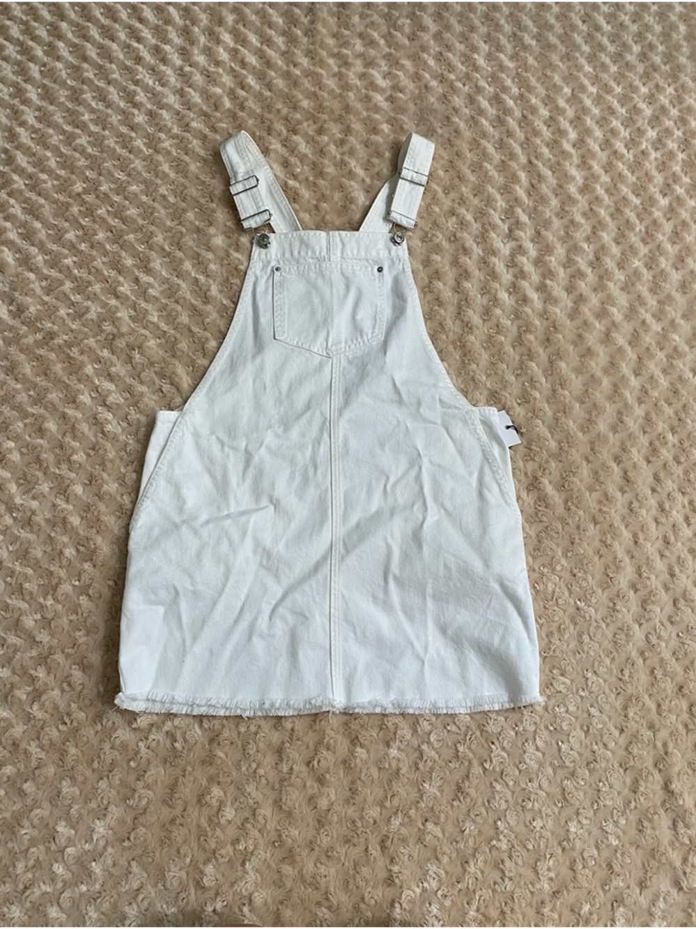 New Women Medium Forever 21 white denim overall dress